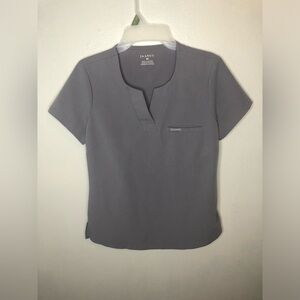 Jaanuu Gray V Neck Scrub Top Women Size XS